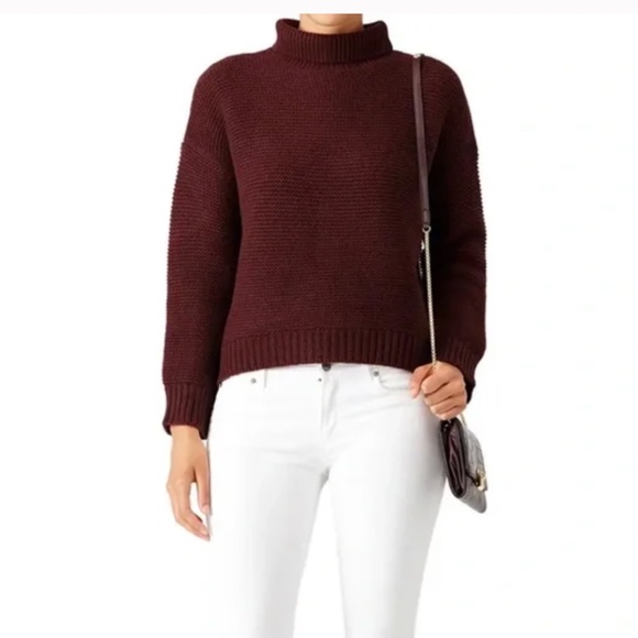 Vince Sweaters - Vince Wool and Cashmere Blend Turtleneck Sweater Burgundy Size XS